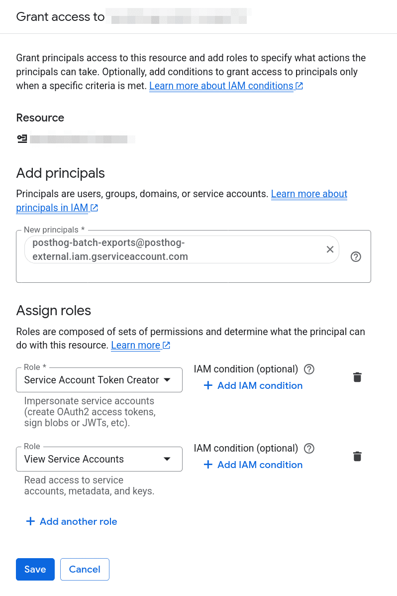 Grant access for PostHog's service account