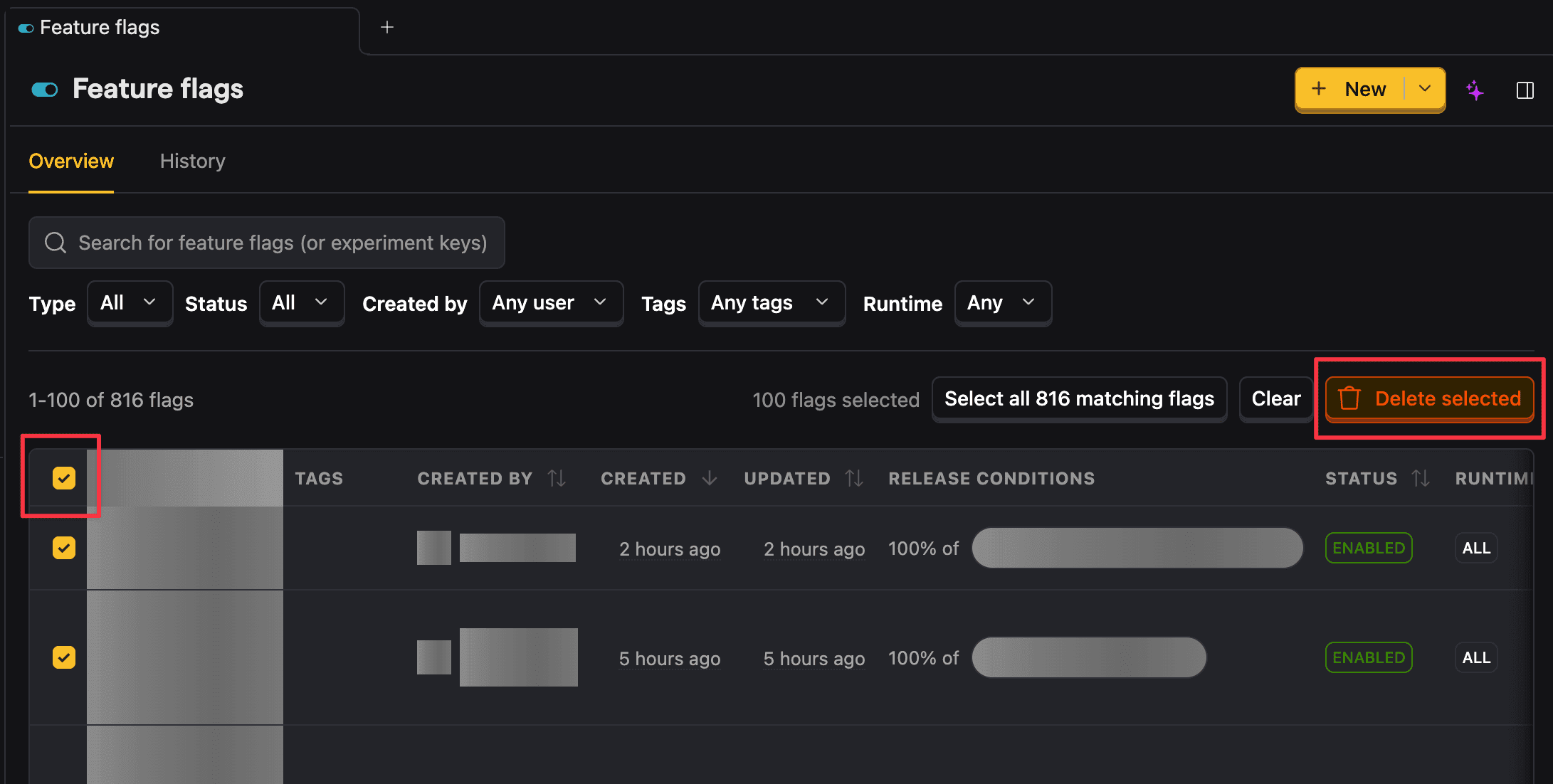 Bulk delete feature flags