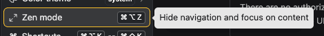 Zen mode enable