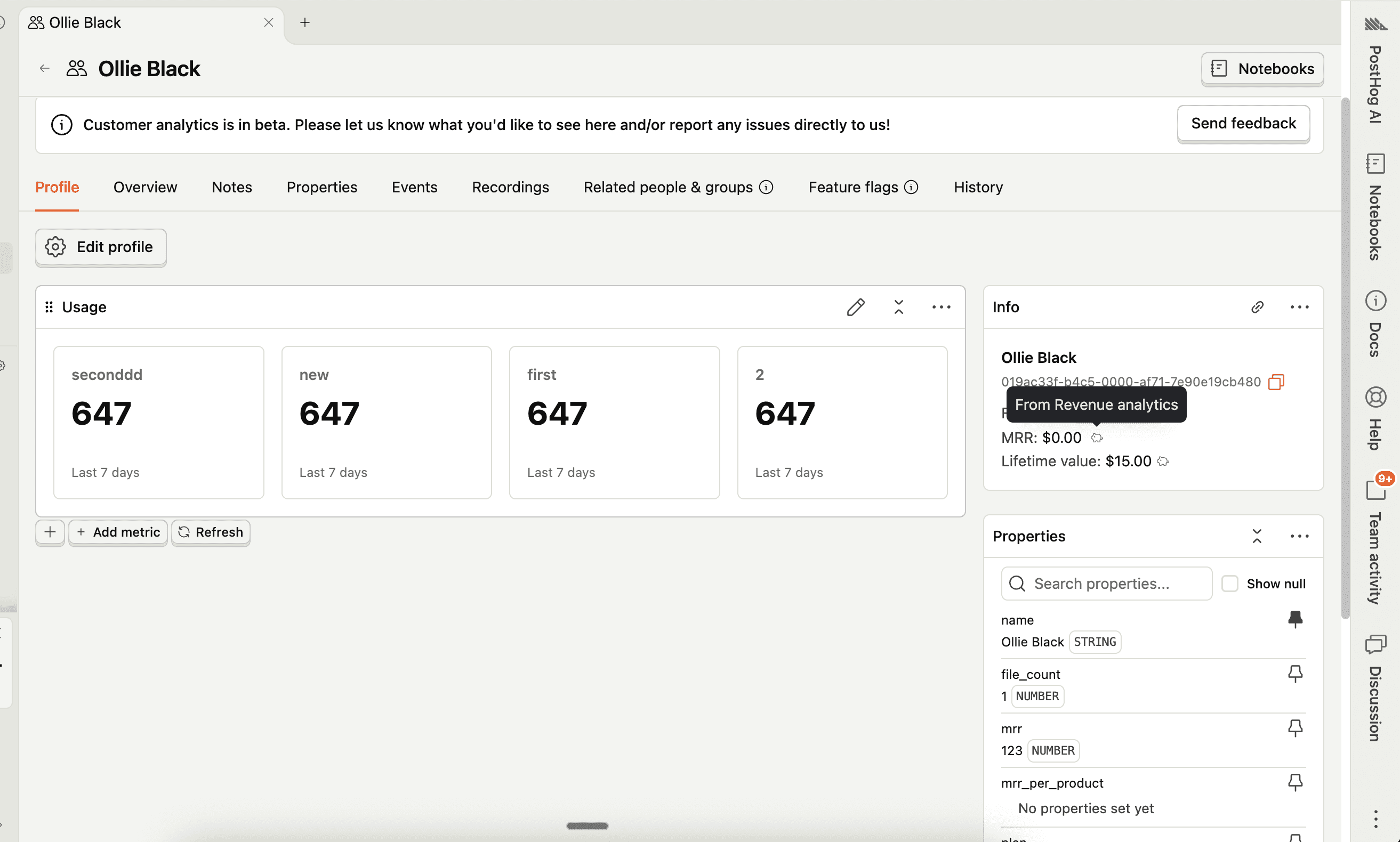 Revenue Analytics group profiles