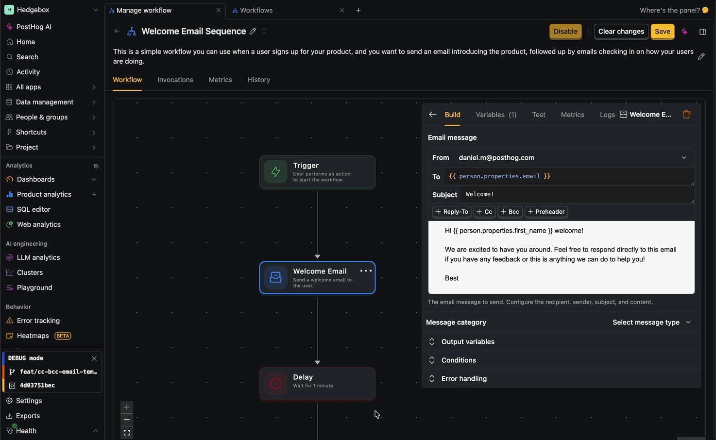 Email Workflow with CC and BCC