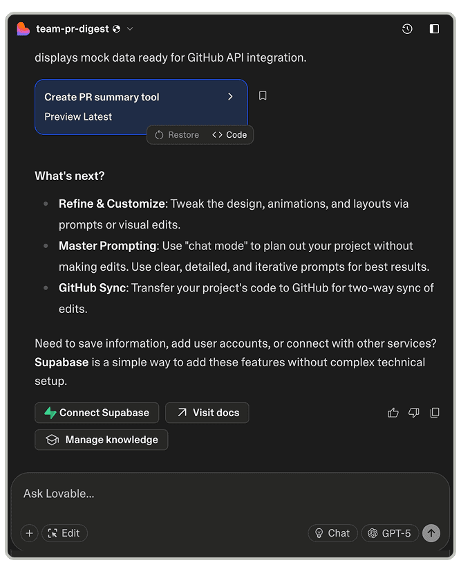 Lovable's app builder