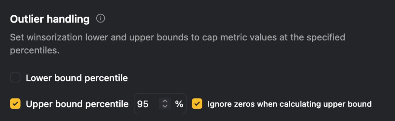 Screenshot of outlier handling