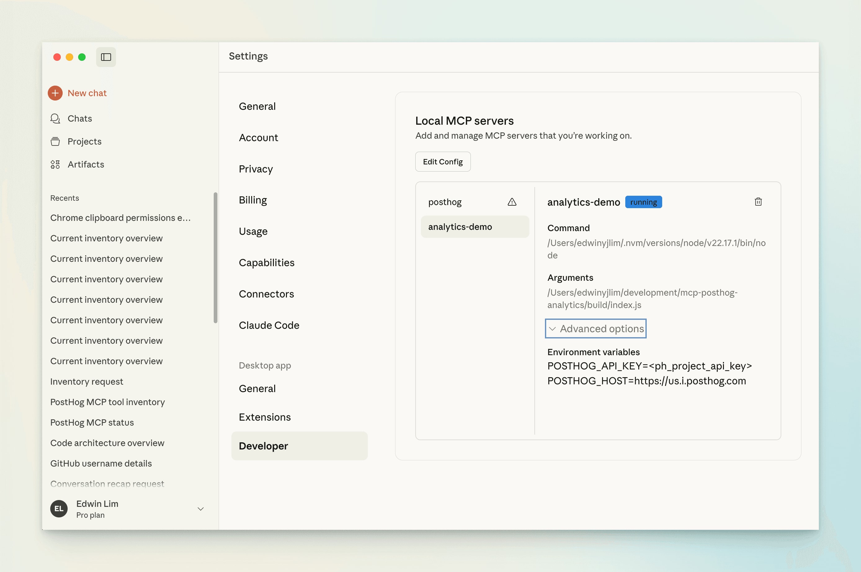 Claude Desktop config file