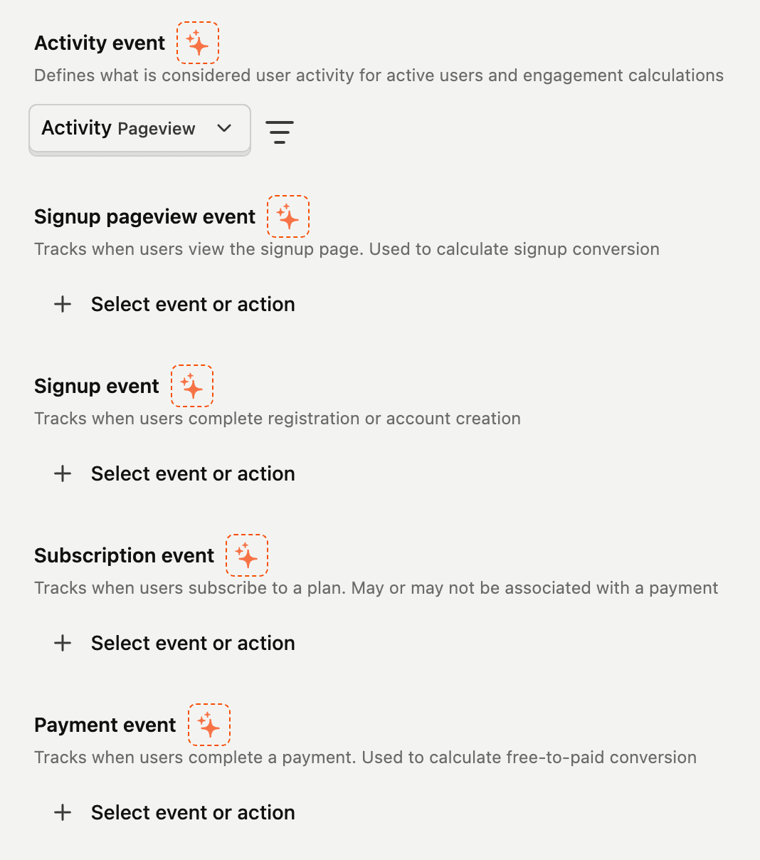 Customer Analytics dashboard event configs