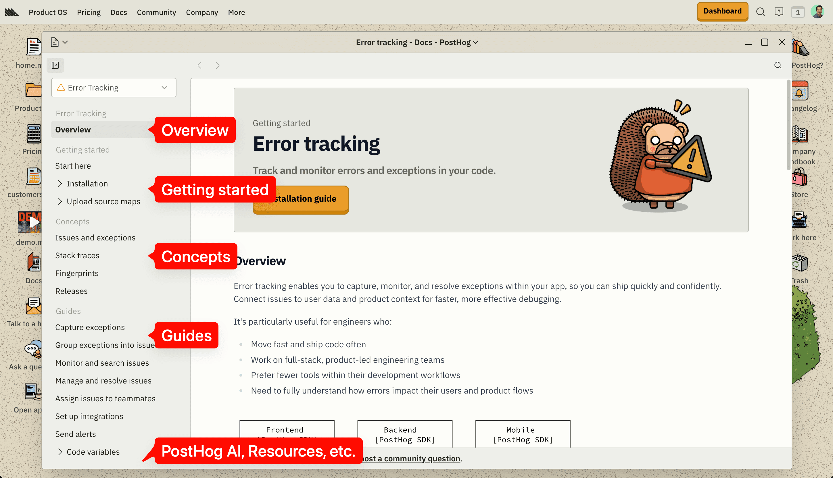 Error Tracking docs