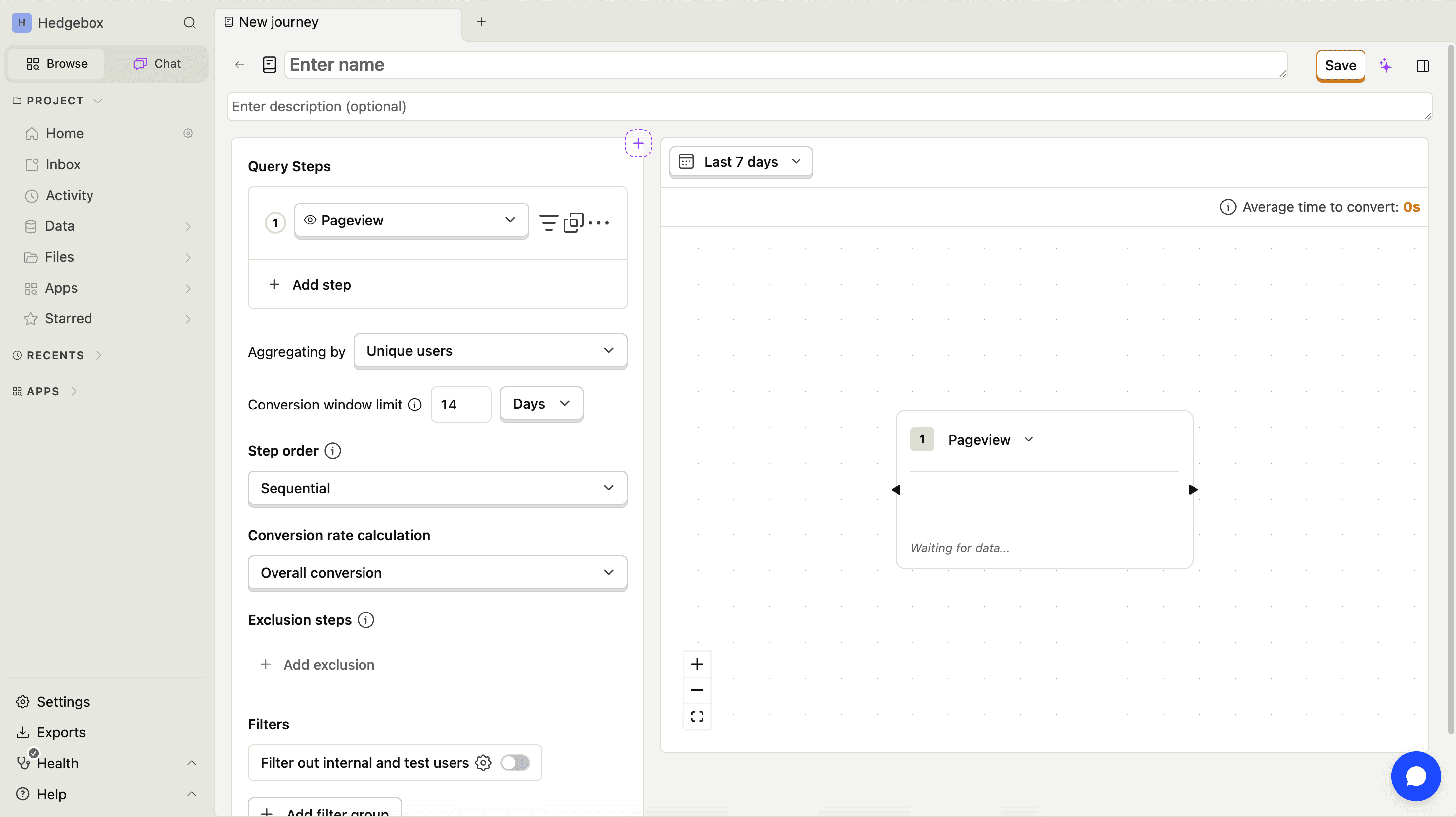 Journey builder interface showing how to add and configure funnel steps