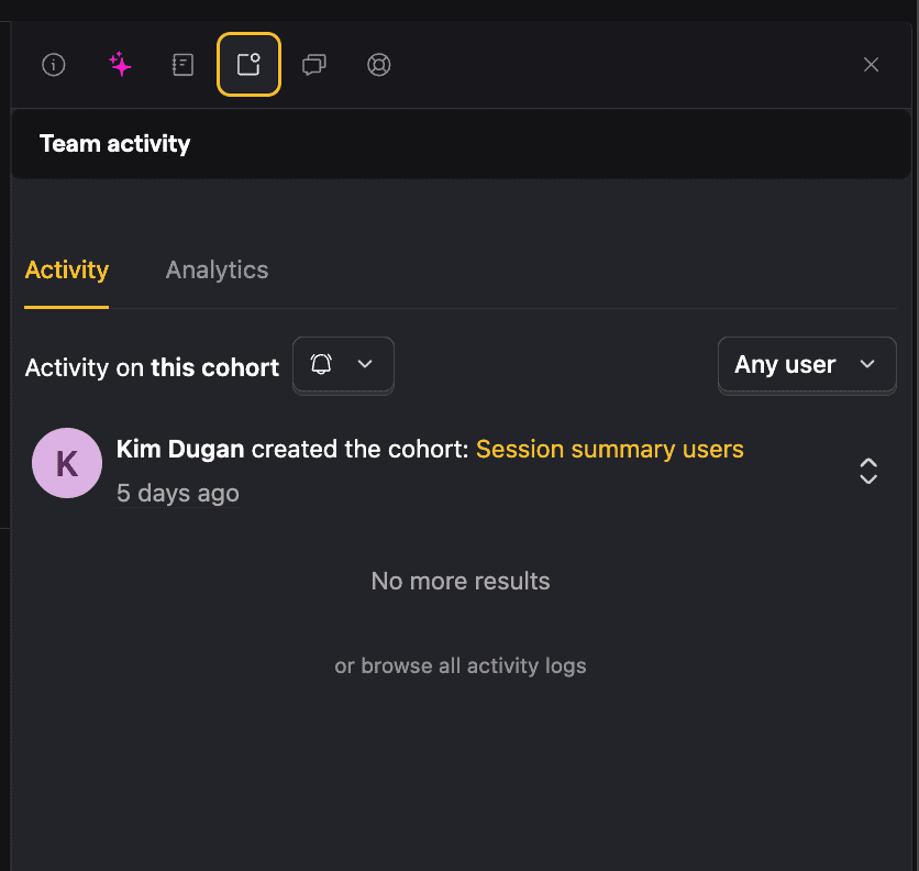 Cohort edit history and activity log