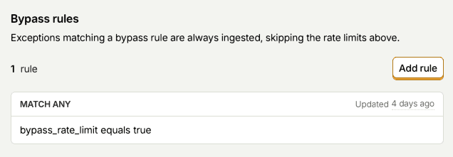 Bypass rules list