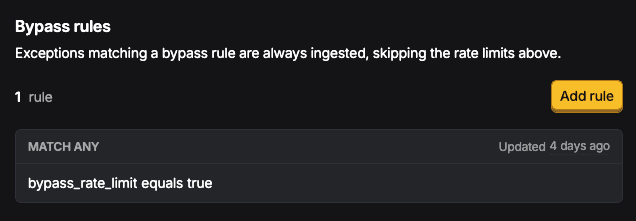 Bypass rules list