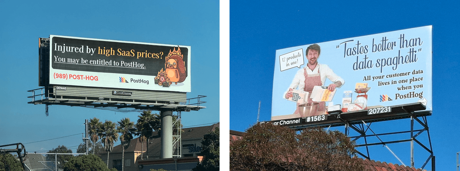 Two PostHog billboards