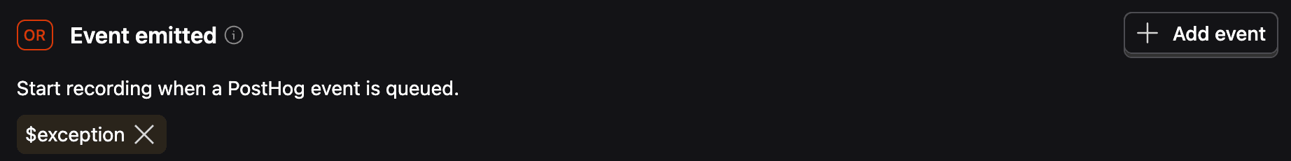 Triggering session recordings on exceptions