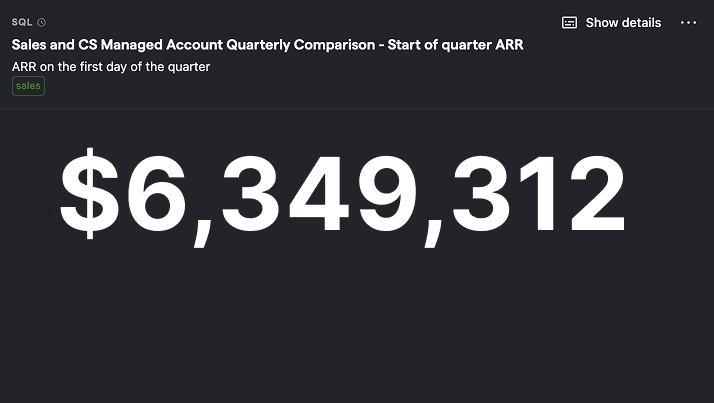 Sales and CS managed accounts start of quarter ARR