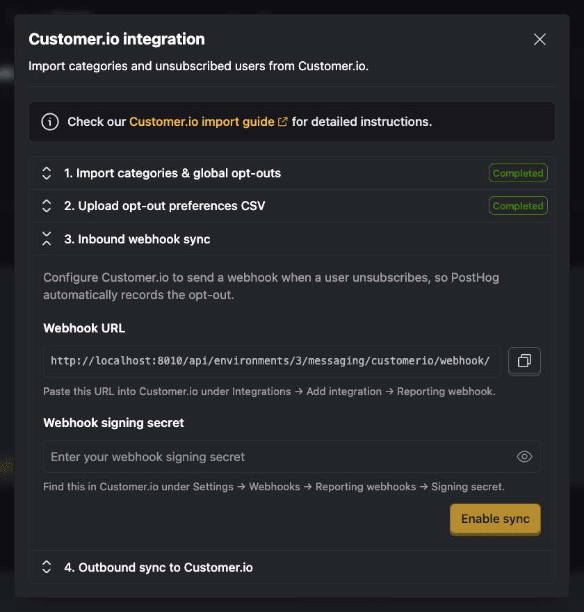Inbound webhook sync enabled