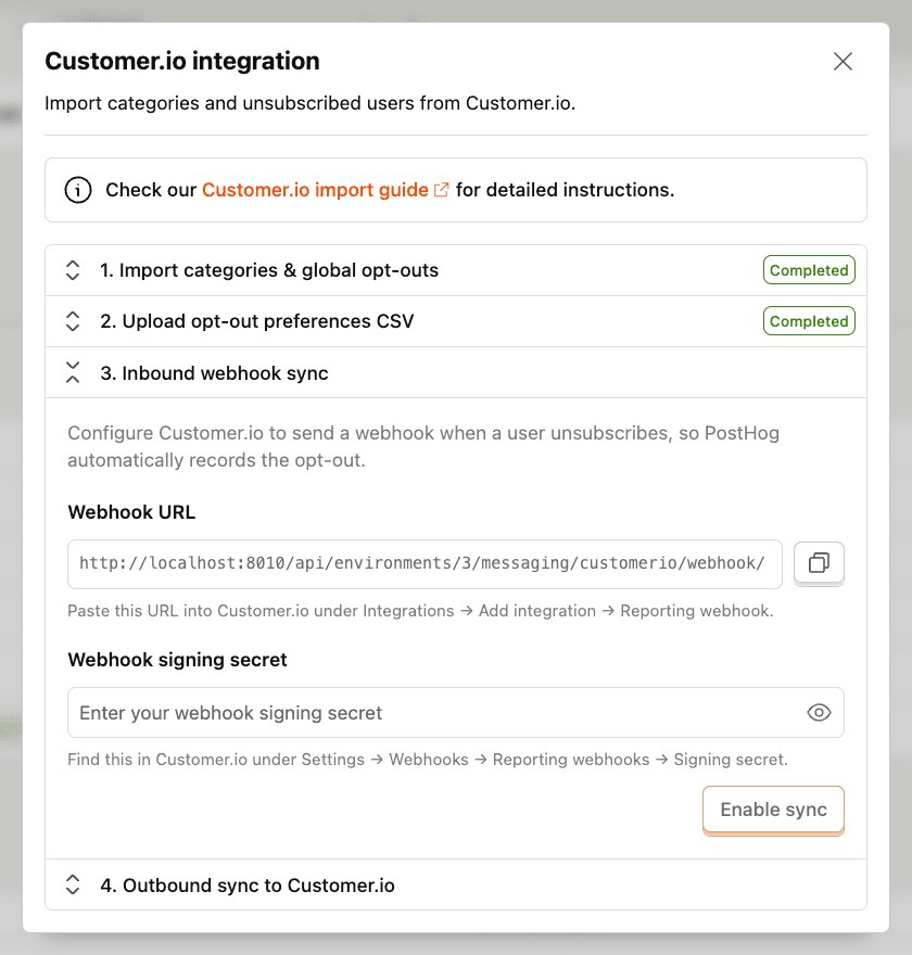 Inbound webhook sync enabled