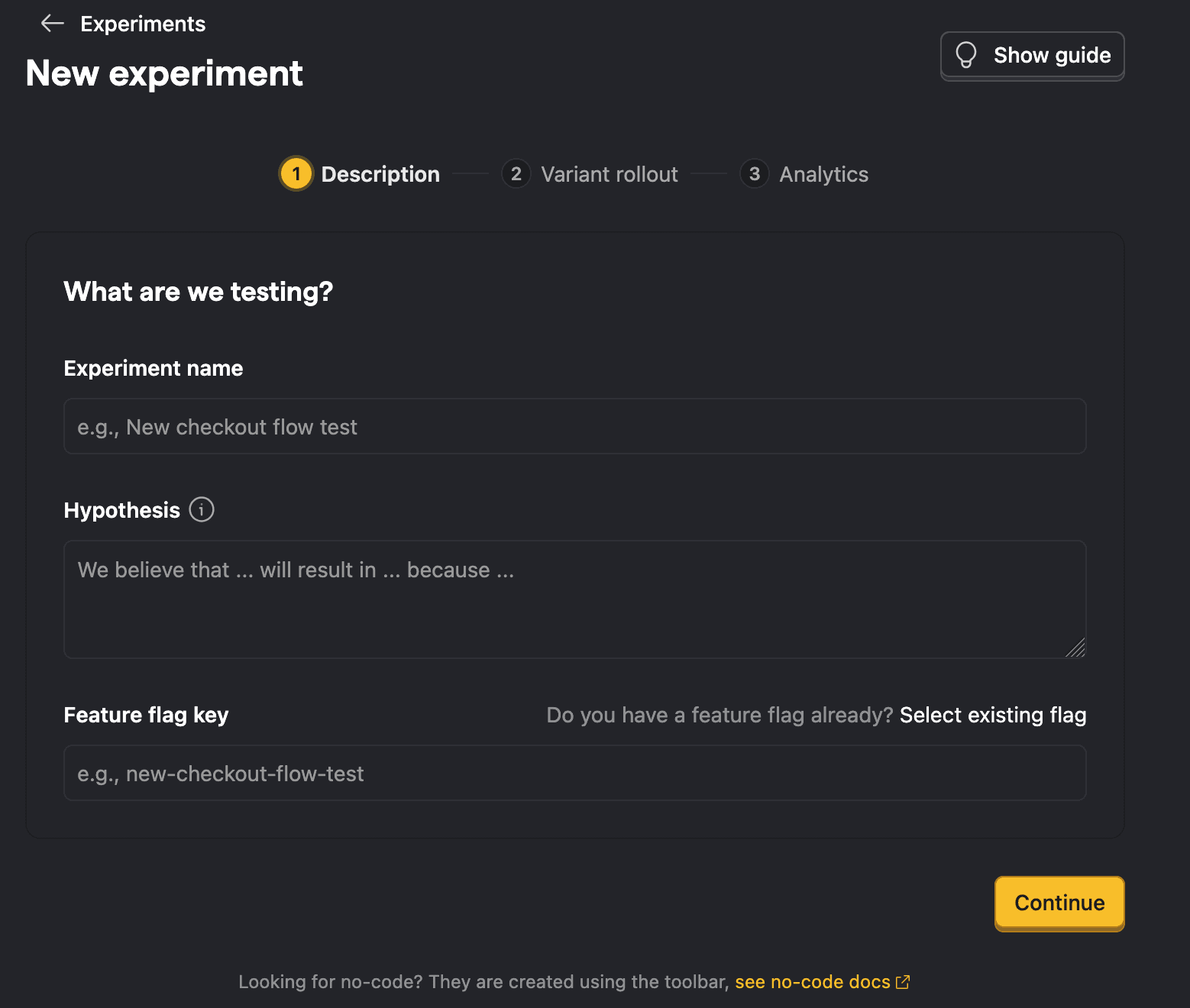 How to create an experiment in PostHog