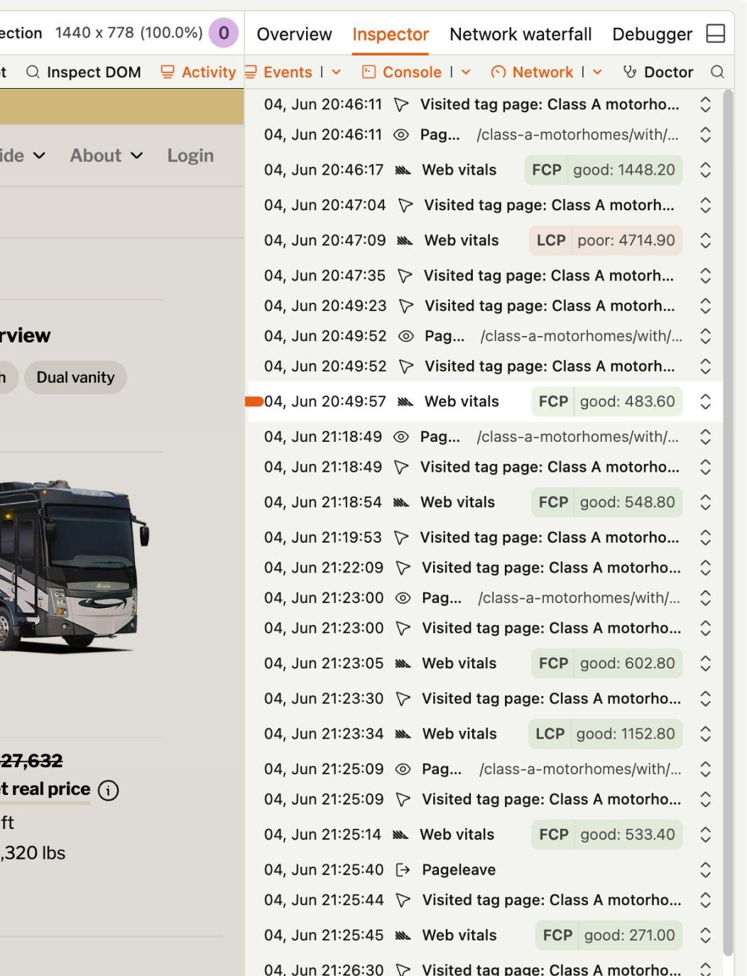 Session replay screenshot
