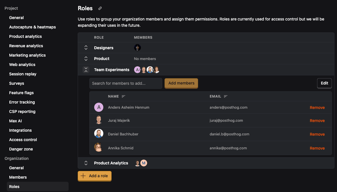 Error tracking role assignees