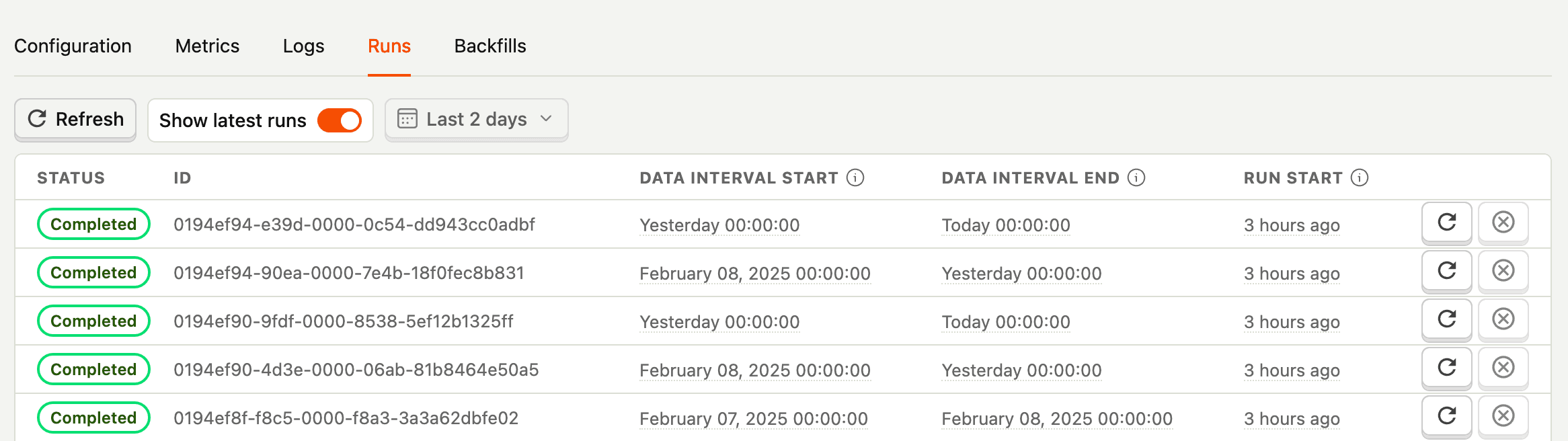 batch export runs