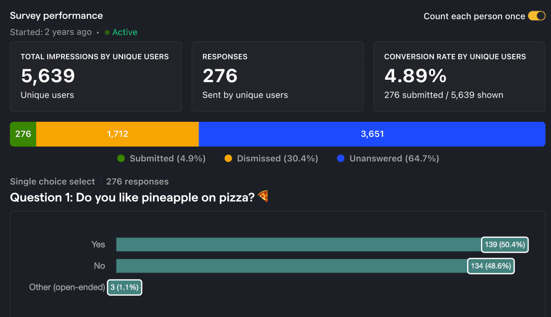 Surveys screenshot