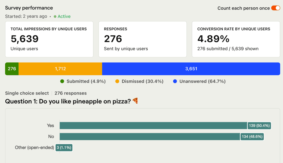 Surveys screenshot