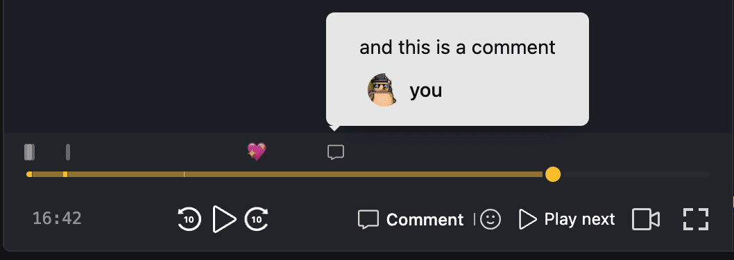 Comments and emojis showing in the recording timeline