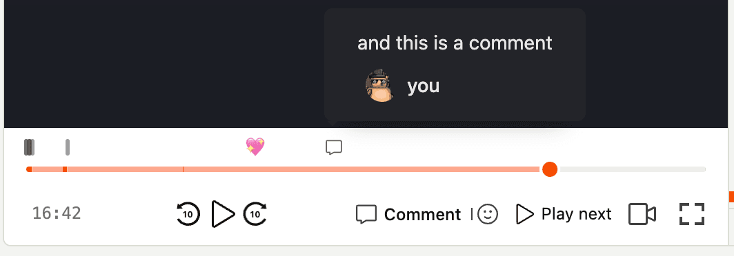 Comments and emojis showing in the recording timeline