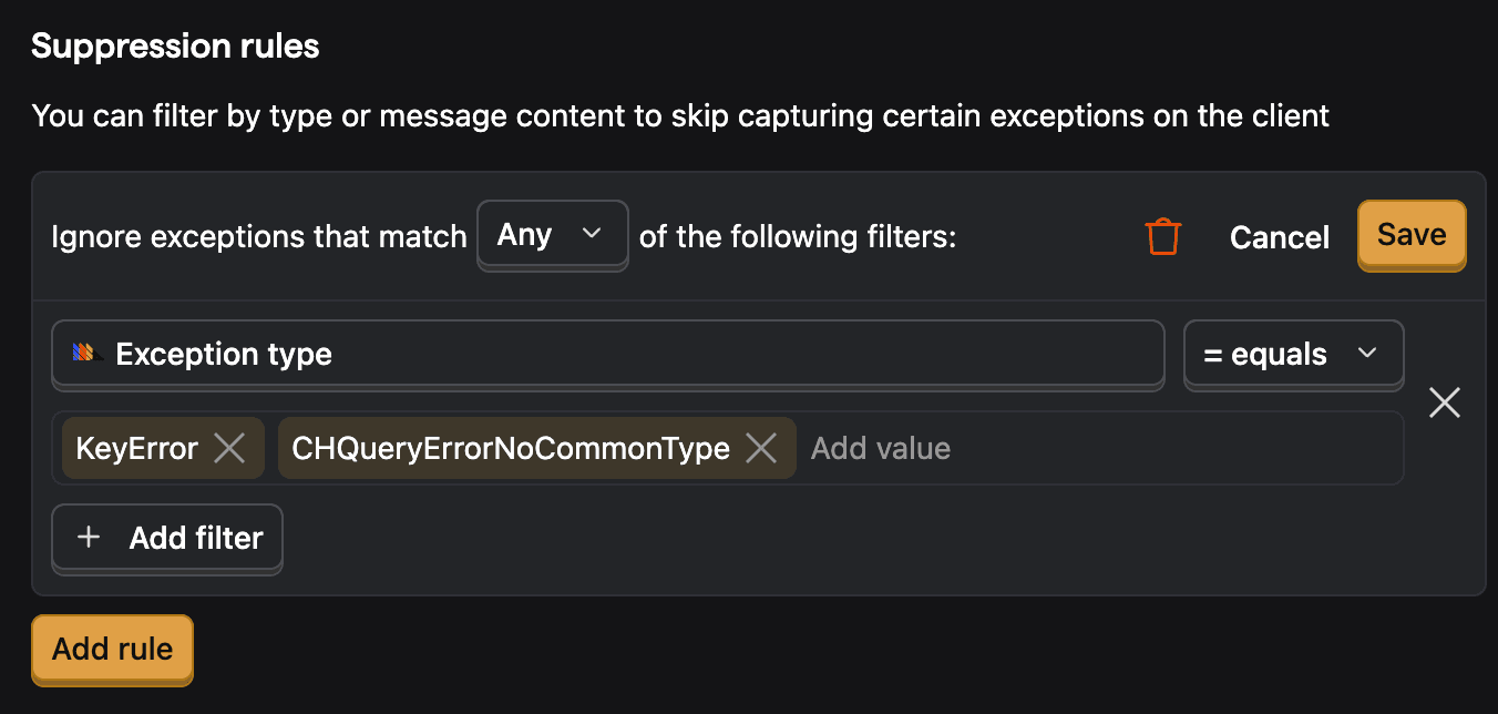 Issue suppression rules