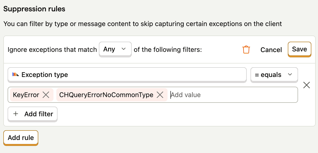 Issue suppression rules