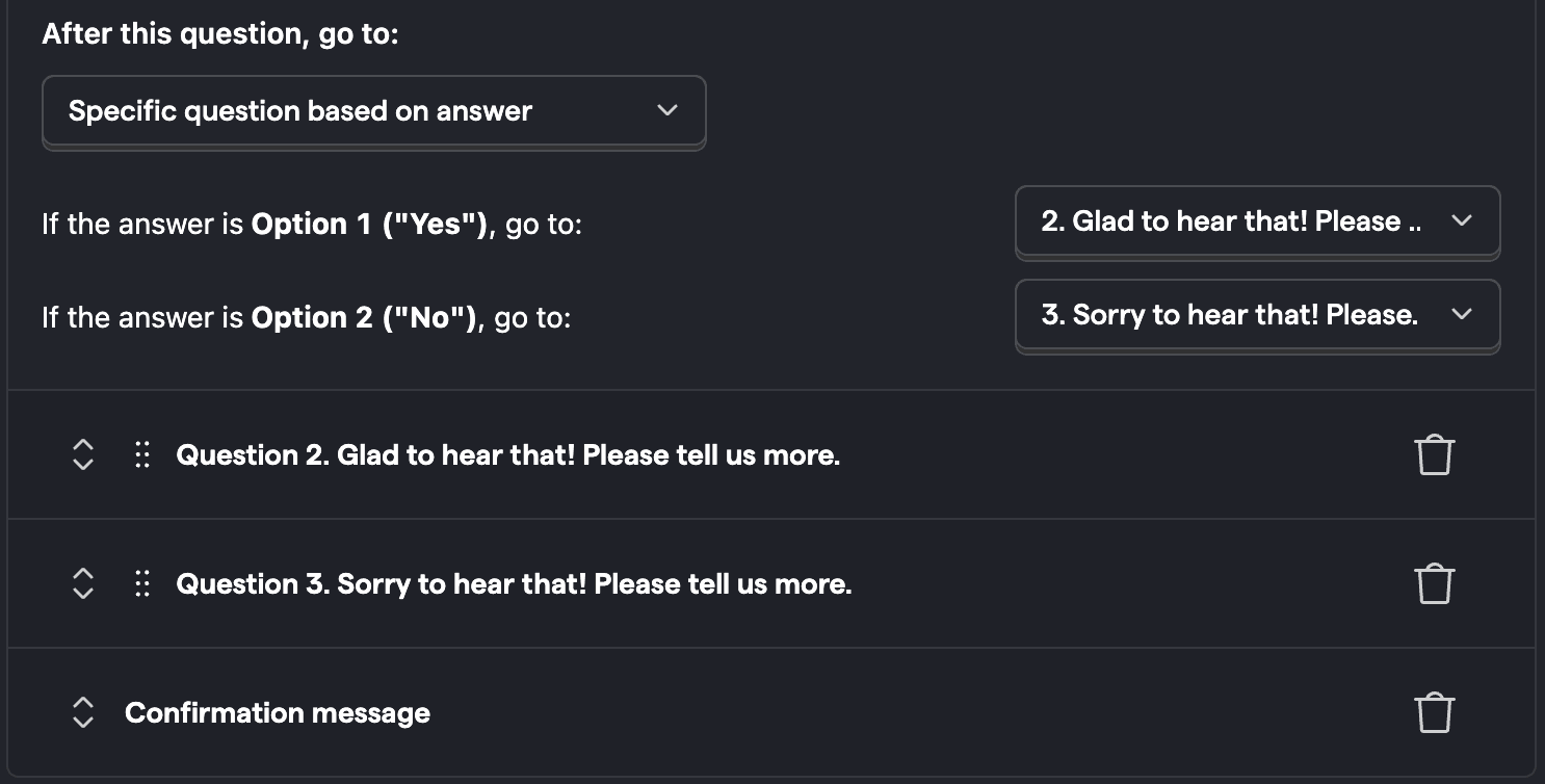 Survey single choice branching