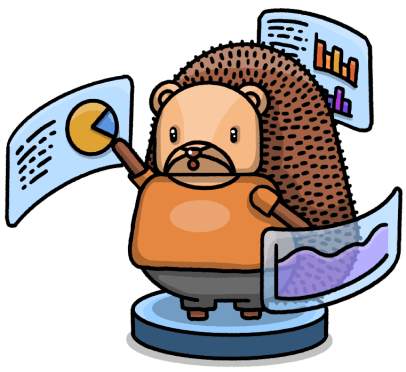 A hedgehog looking at web analytics