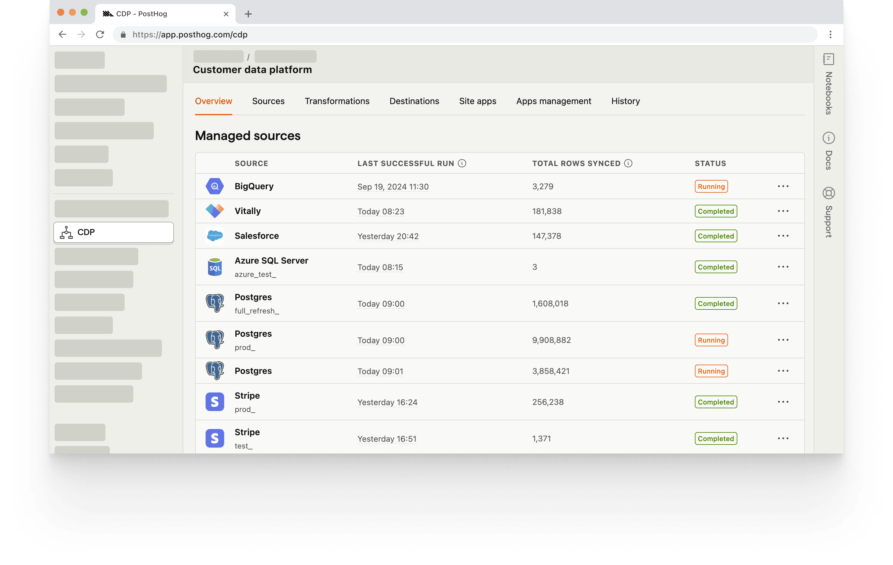Screenshot of PostHog's CDP