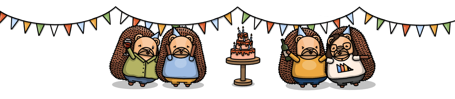 Hedgehogs celebrating a shipped experiment