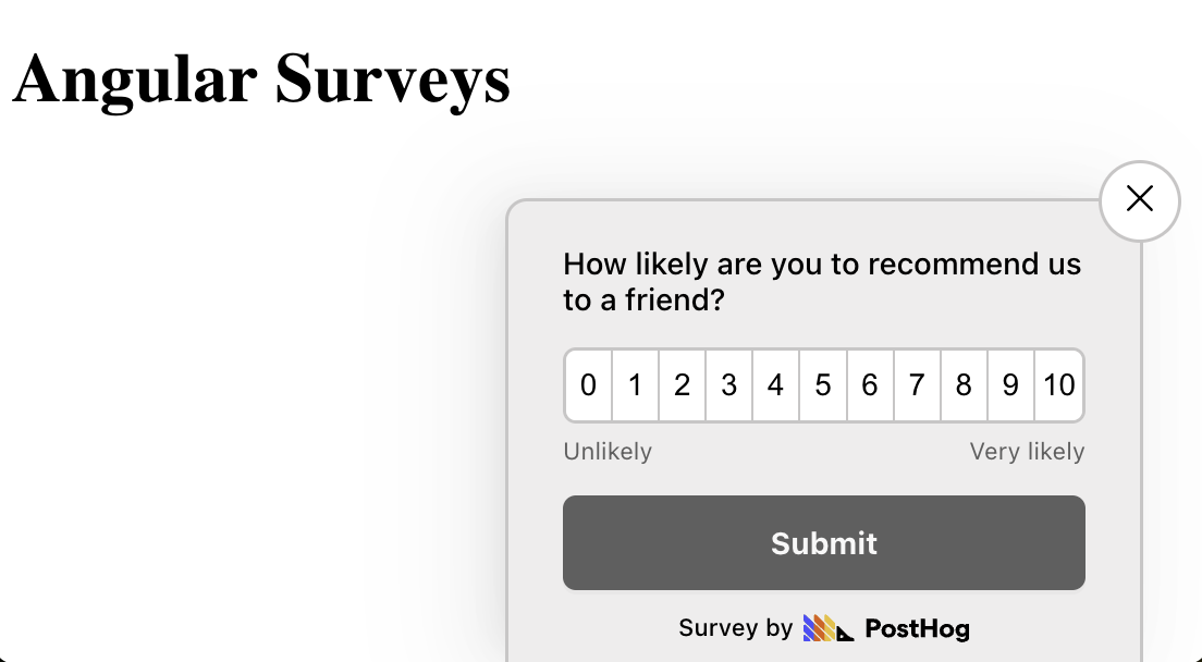 Popover survey in app