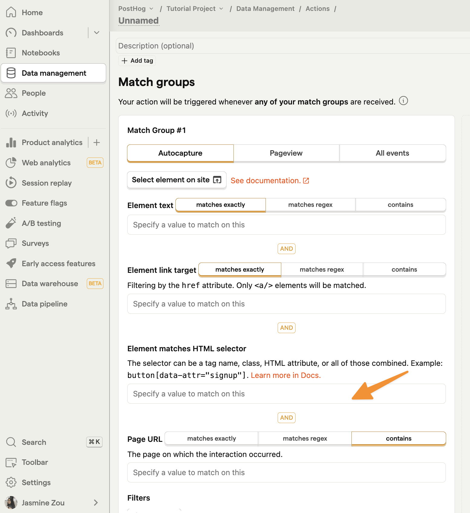 Data management: match groups