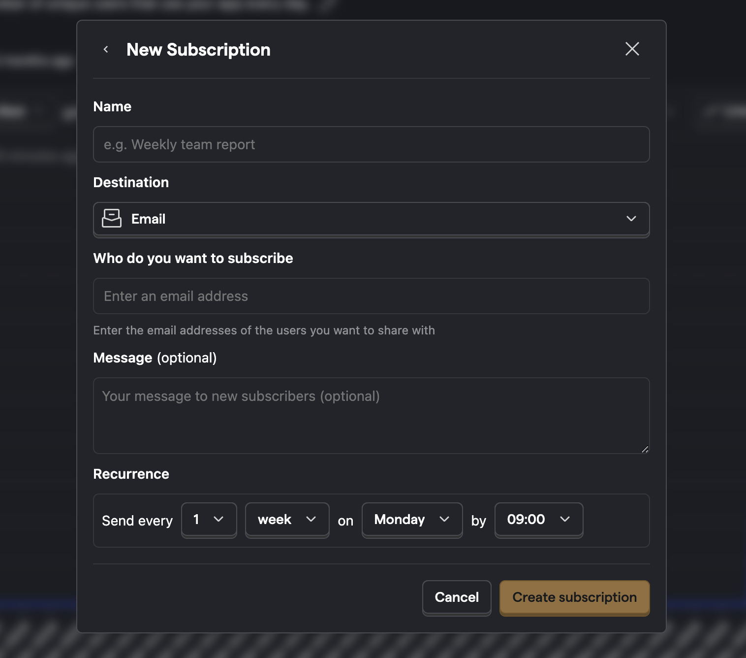 New Subscription Button