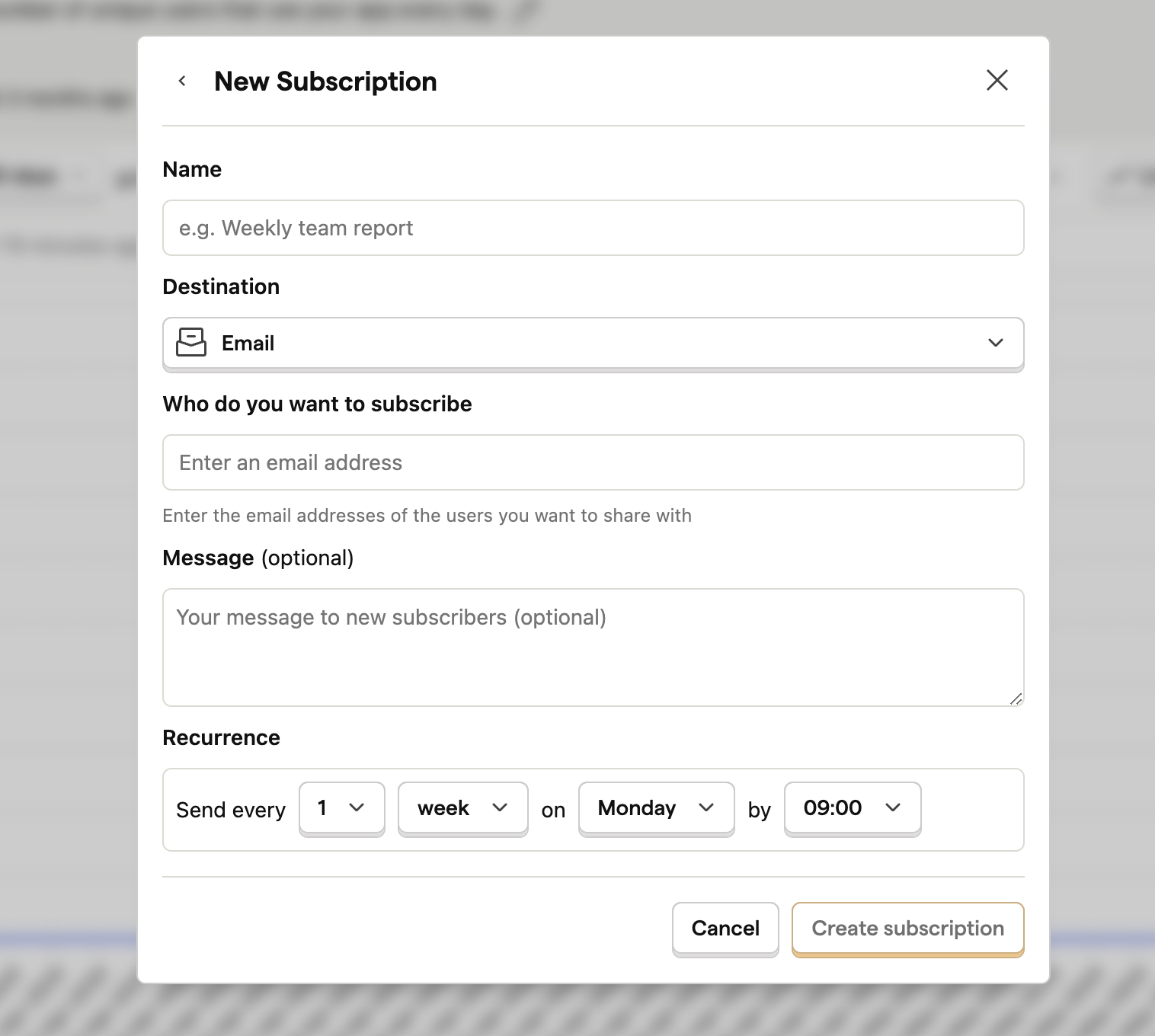 New Subscription Button