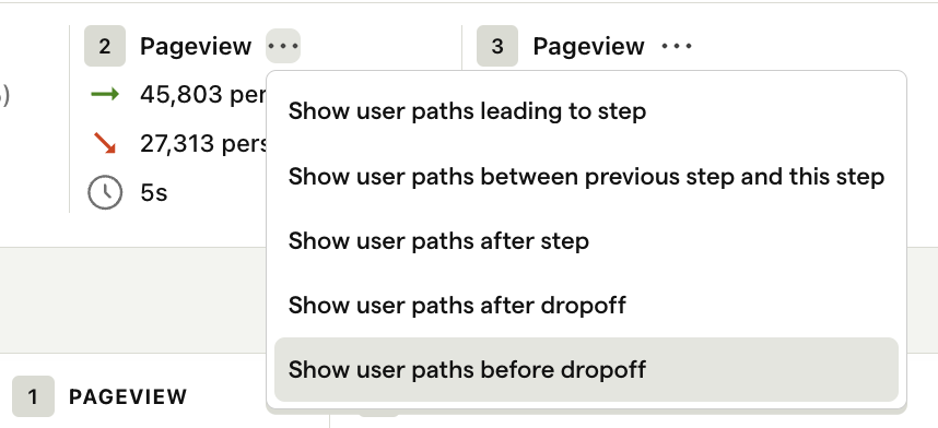 View user paths in a funnel