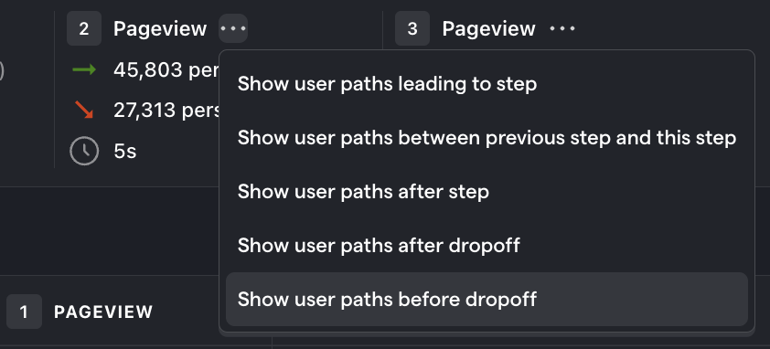 View user paths in a funnel