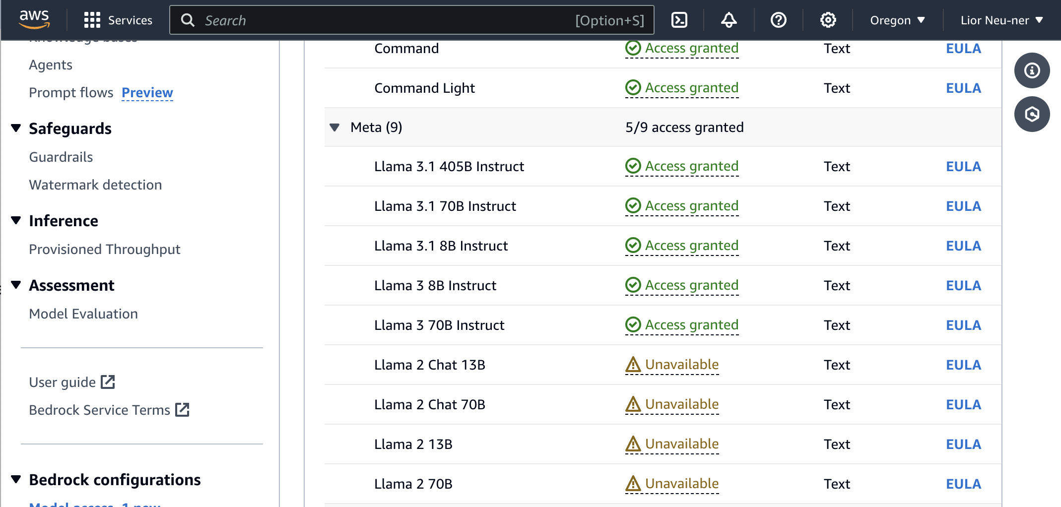 Requesting access to AWS Bedrock models