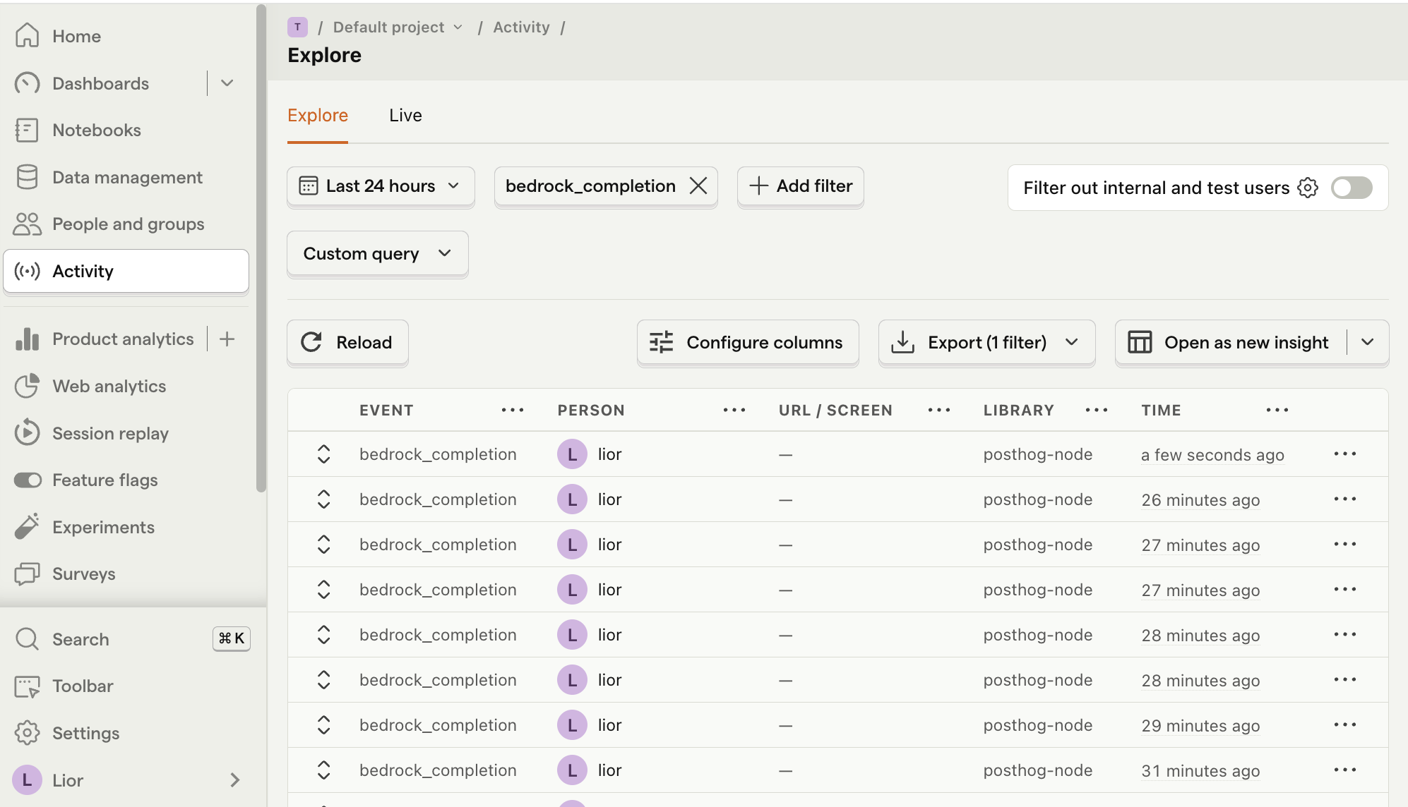 AWS Bedrock events in PostHog