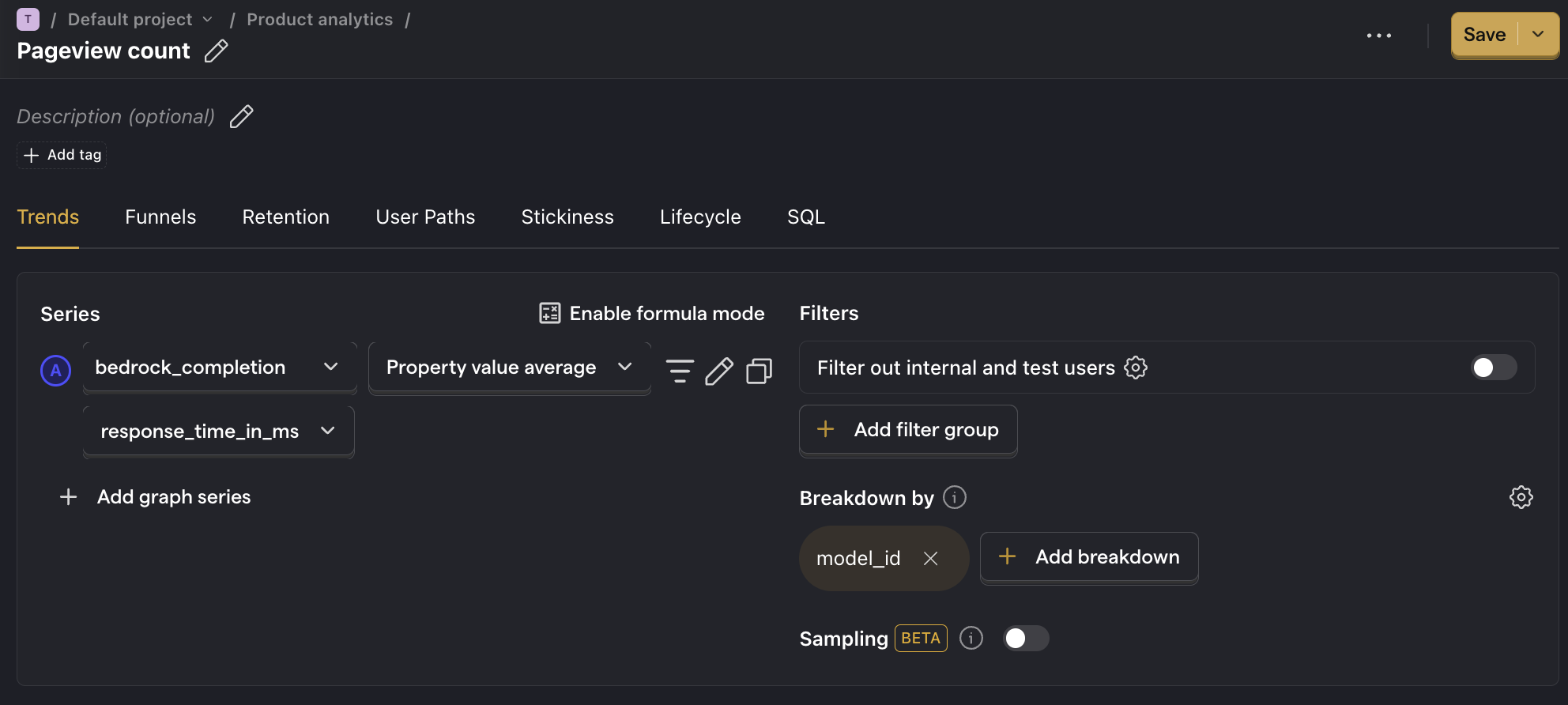 Response time by prompt in PostHog