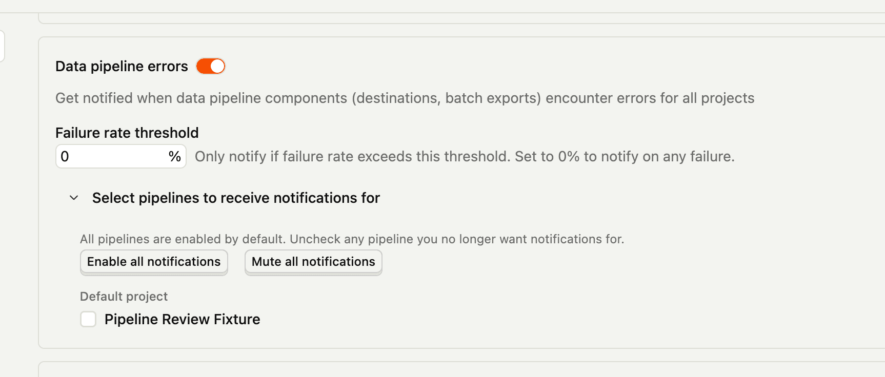 Per-pipeline notification settings
