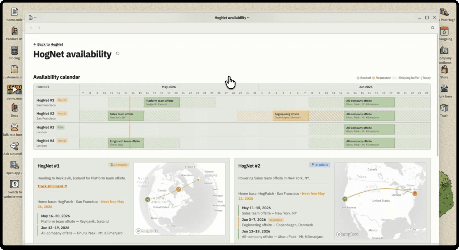 HogNet's hackathon-in-a-box rental service website with pricing and logistics