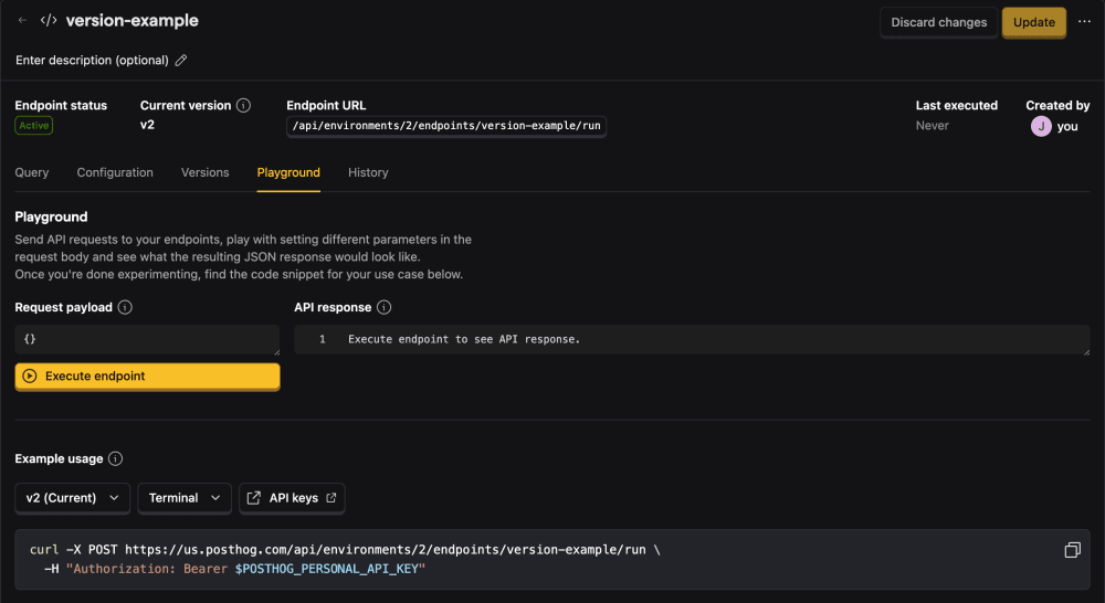 Endpoint Playground tab
