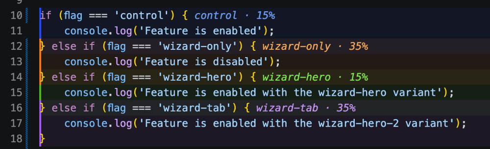 PostHog VS Code extension experiment variant highlighting