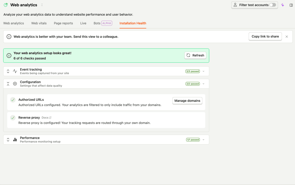 Authorized URLs check in the Health checks section in the PostHog app