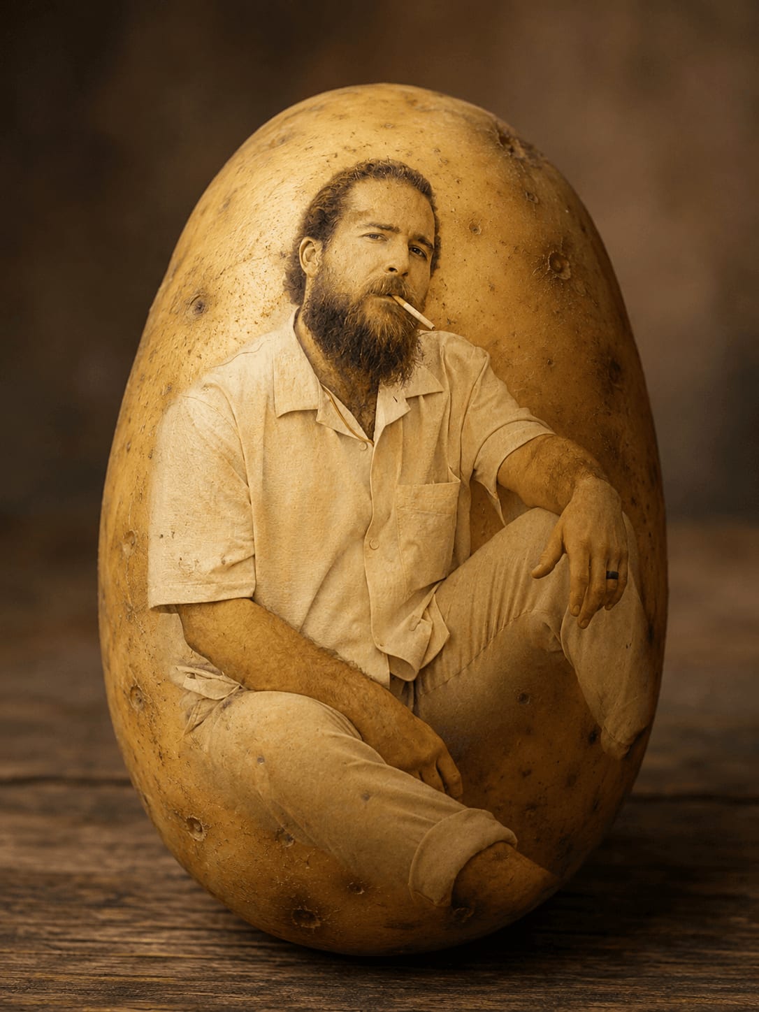 A potato printed with my face, asking the recipient to check their email