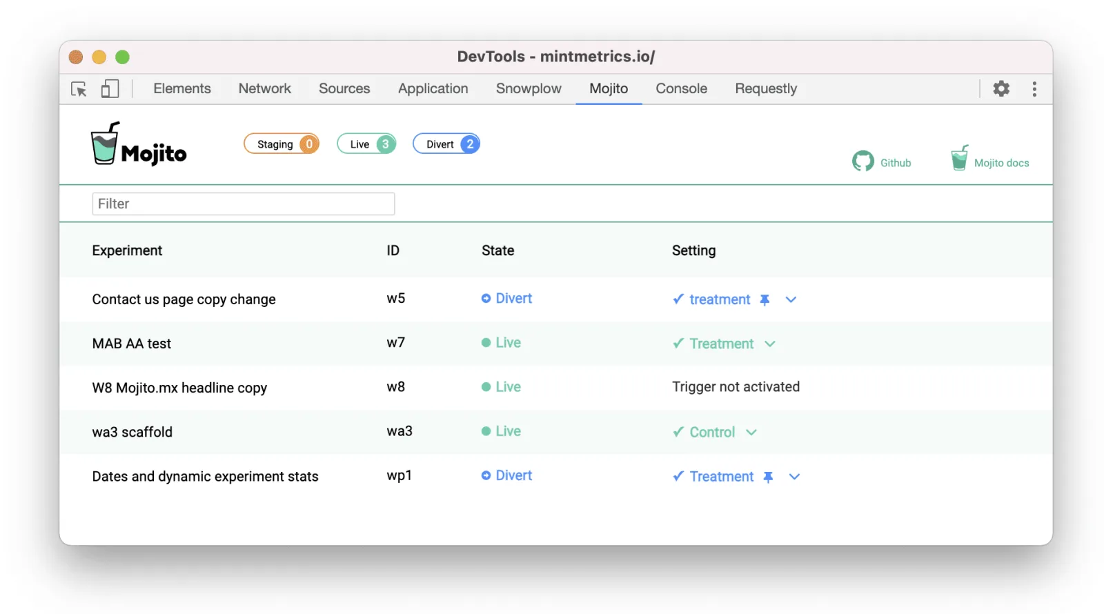 Mojito - best open source ab testing tools