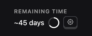 Running time indicator showing remaining days and progress
